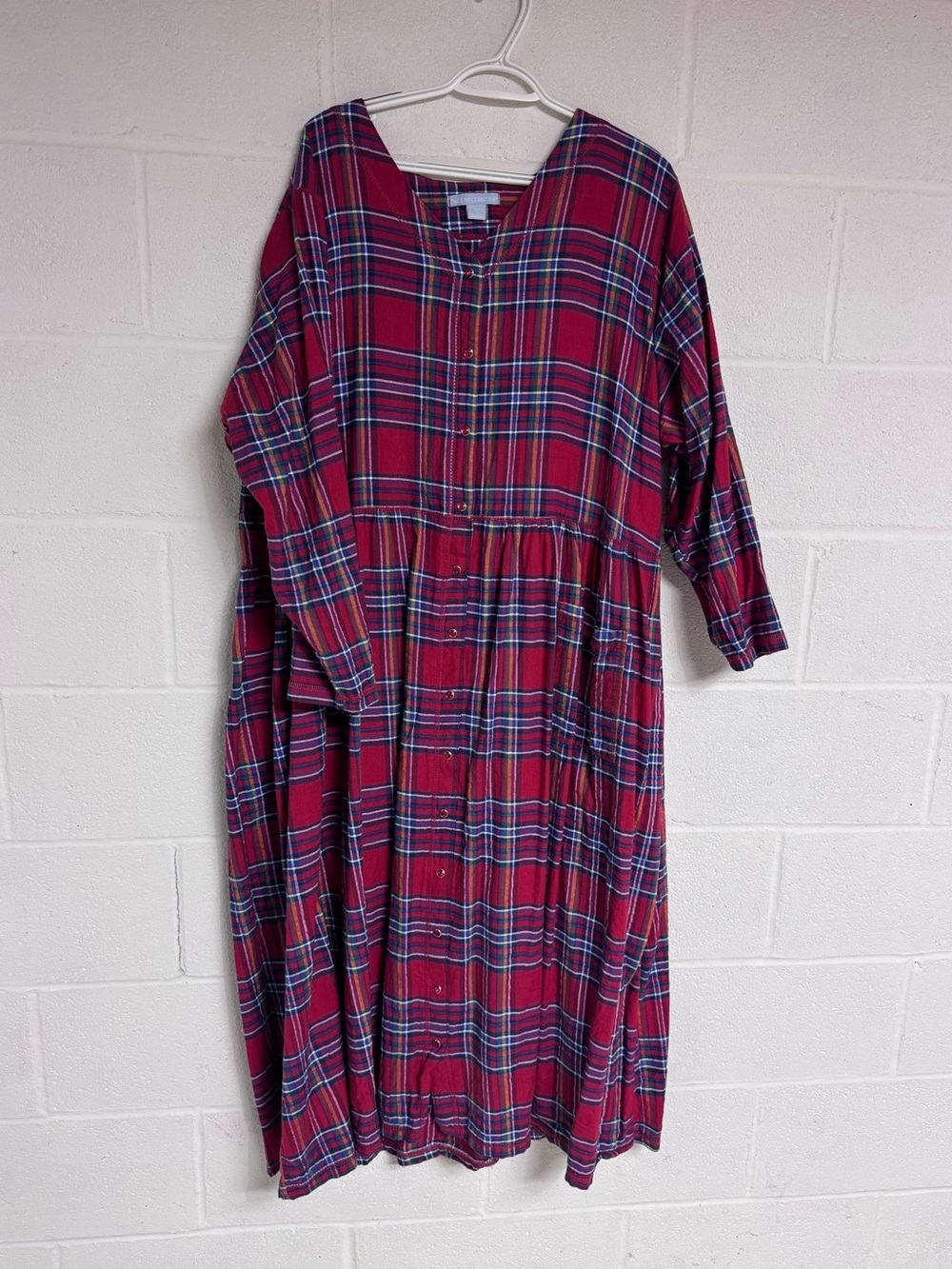 Relaxed Red Plaid Button-Front Women’s Dress